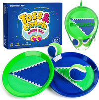 EVERICH TOY Toss and Catch Ball Game Set - Dark Blue Green-b / 2 Paddles 2 Balls
