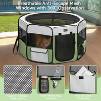 PETSFIT Portable Dog Playpen,36" Dog Play Pen Indoors with Removable Waterproof Mat & Zippered Roof | RV, Camping, Travel Dog Pen | Whelping & Cat Observation Space(36" L x 36" W x 21" H)