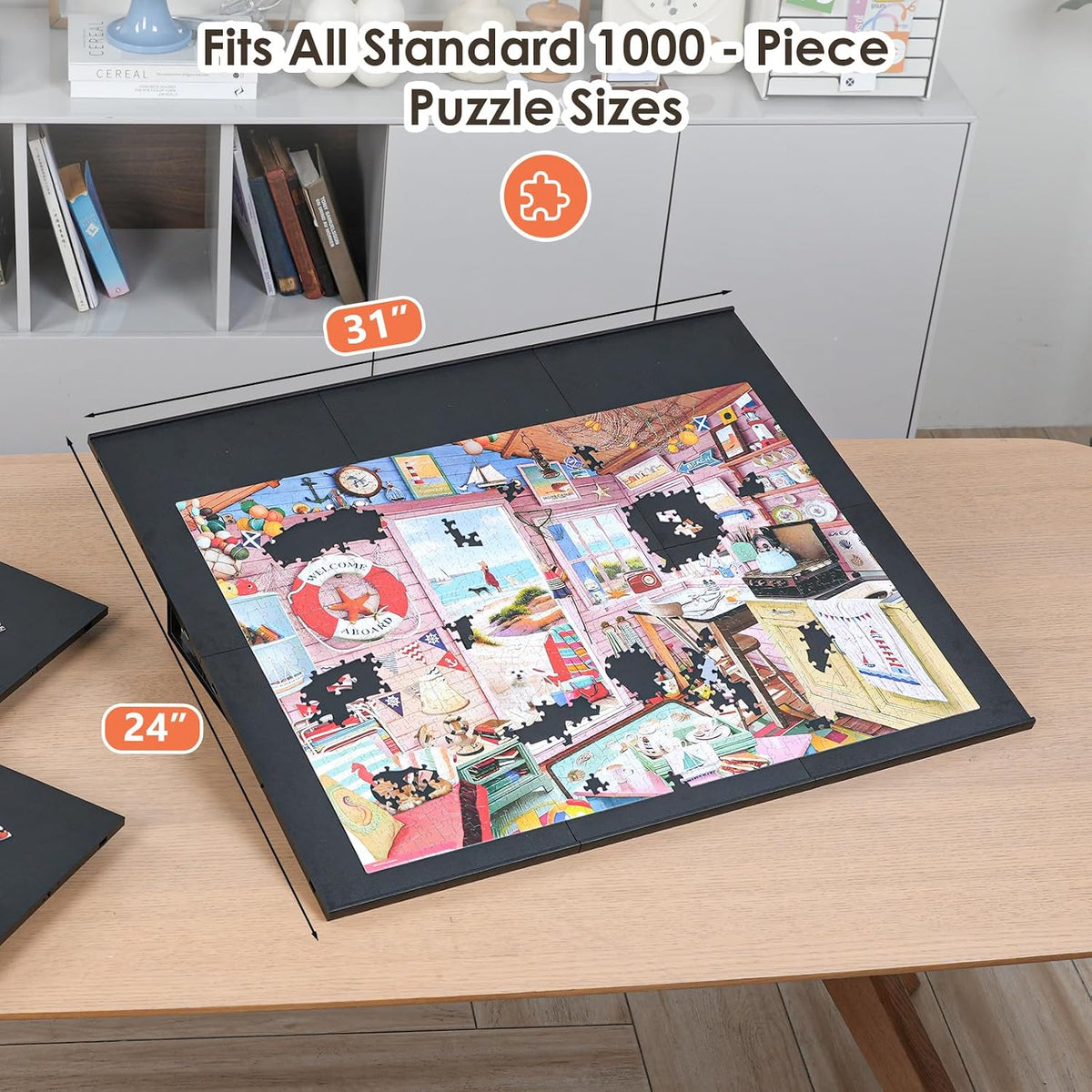 WELGEE 1000 Pieces Tilting Puzzle Board with Stand - Black - image 3