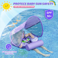 Mambobaby Baby Float with Canopy & Tail Non-Inflatable Baby Swim - PURPLE - image 3