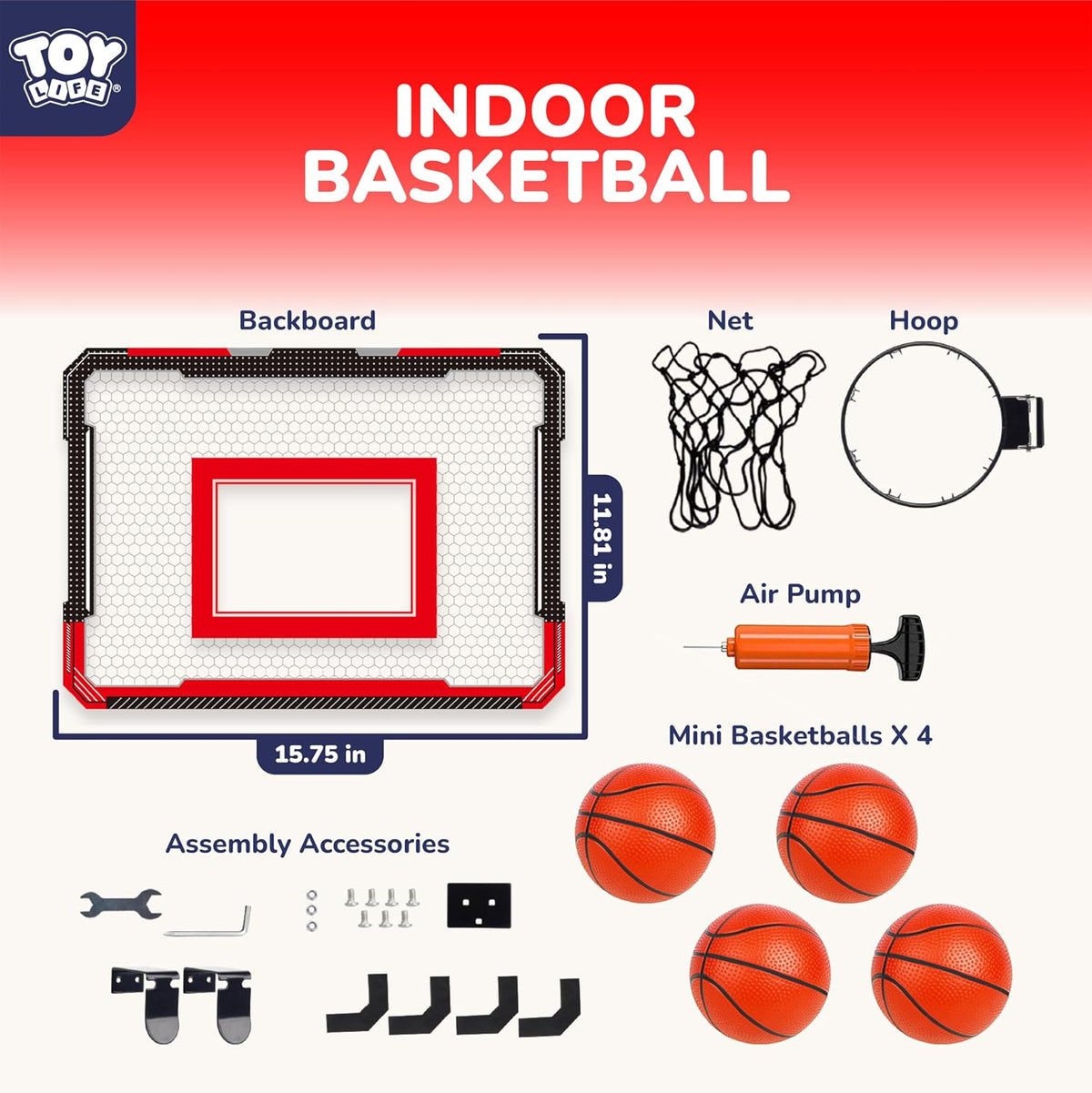 TOY Life Basketball Hoop Over The Door Basketball Hoop – Fun for Kids & Family - Black-Classic - image 2