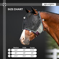 Kensington 90% UV Fly Mask Halter CatchMask UViator - Without Ears & Forelock Freedom Web Trim *Roomy Fit*- Large, Imperial Jade