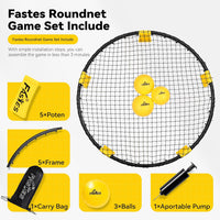 Fastes roundnet game set with round net, three balls and carrying bag - view 4