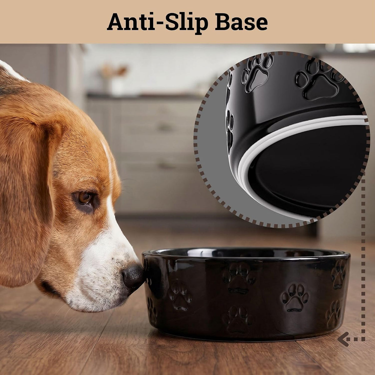 Ceramic Dog Bowl Set of 2 with Anti-Skid Base, 5.5"W x 2"H - Medium / Black - image 4