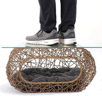 Fun Stackable Cat Condo for Indoor Cats - Interactive Play Faux Rattan Cat House for Indoor Cats Kitty, Pet Friendly Top/Side House Entry, Cat Bed Enclosed