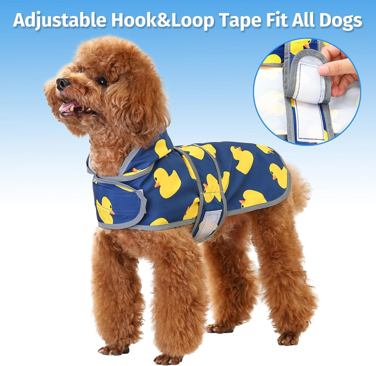 Dog Raincoat, Waterproof Dog Rain Jacket with Hood - Navy Blue Duck / X-Small - image 3