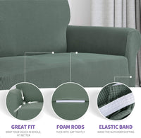 Super Stretch Couch Cover Universal Sofa Covers with Elastic Bottom - Pea Green / Small (30"-47") - image 4