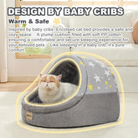 Cute Cat Beds for Indoor Cats, Cave Bed for Kittens - Medium / Gray - image 2