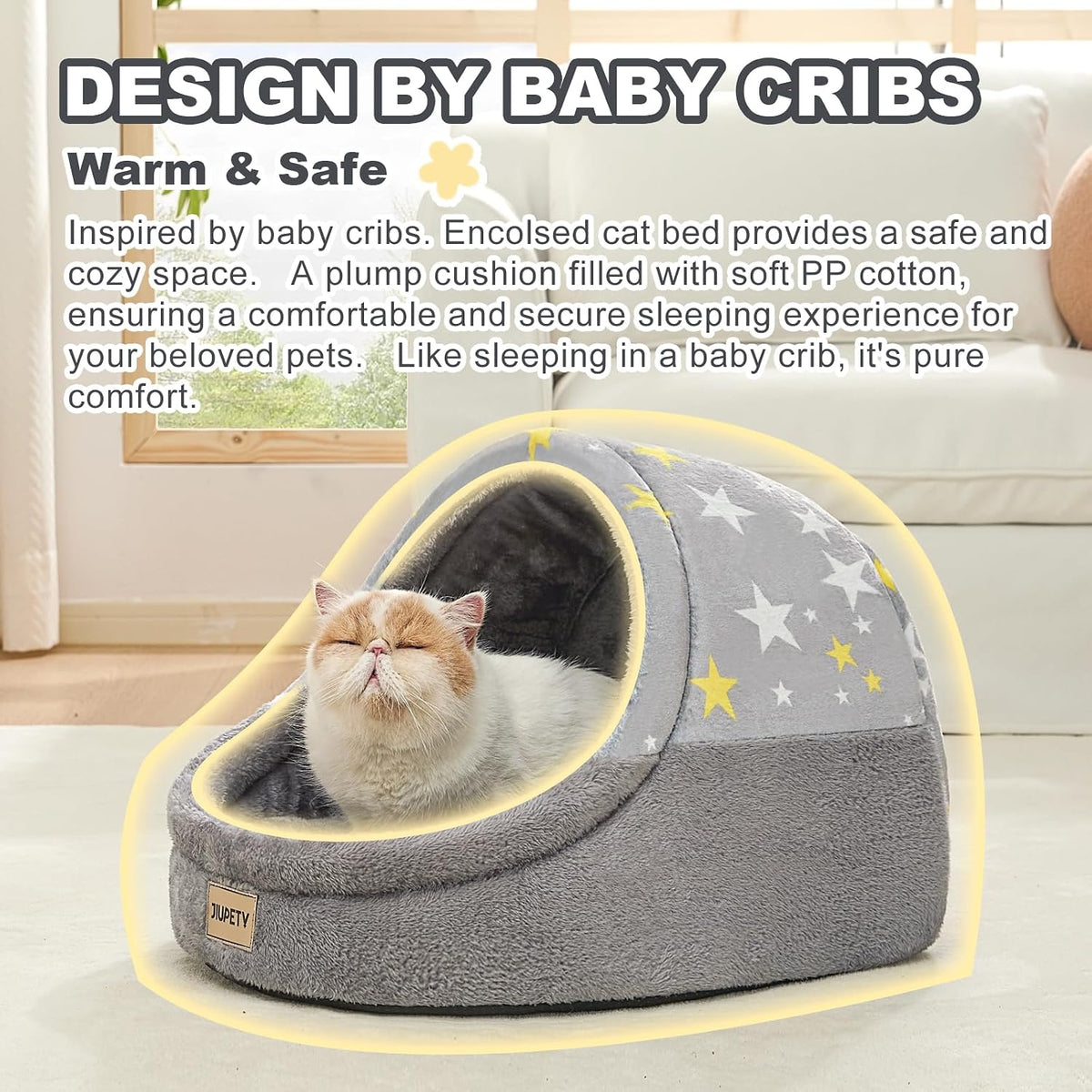 Cute Cat Beds for Indoor Cats, Cave Bed for Kittens - Medium / Gray - image 2