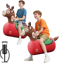 QPAU Inflatable Dinosaur Bouncy Hopper Toy - Reindeer / 2 Pack