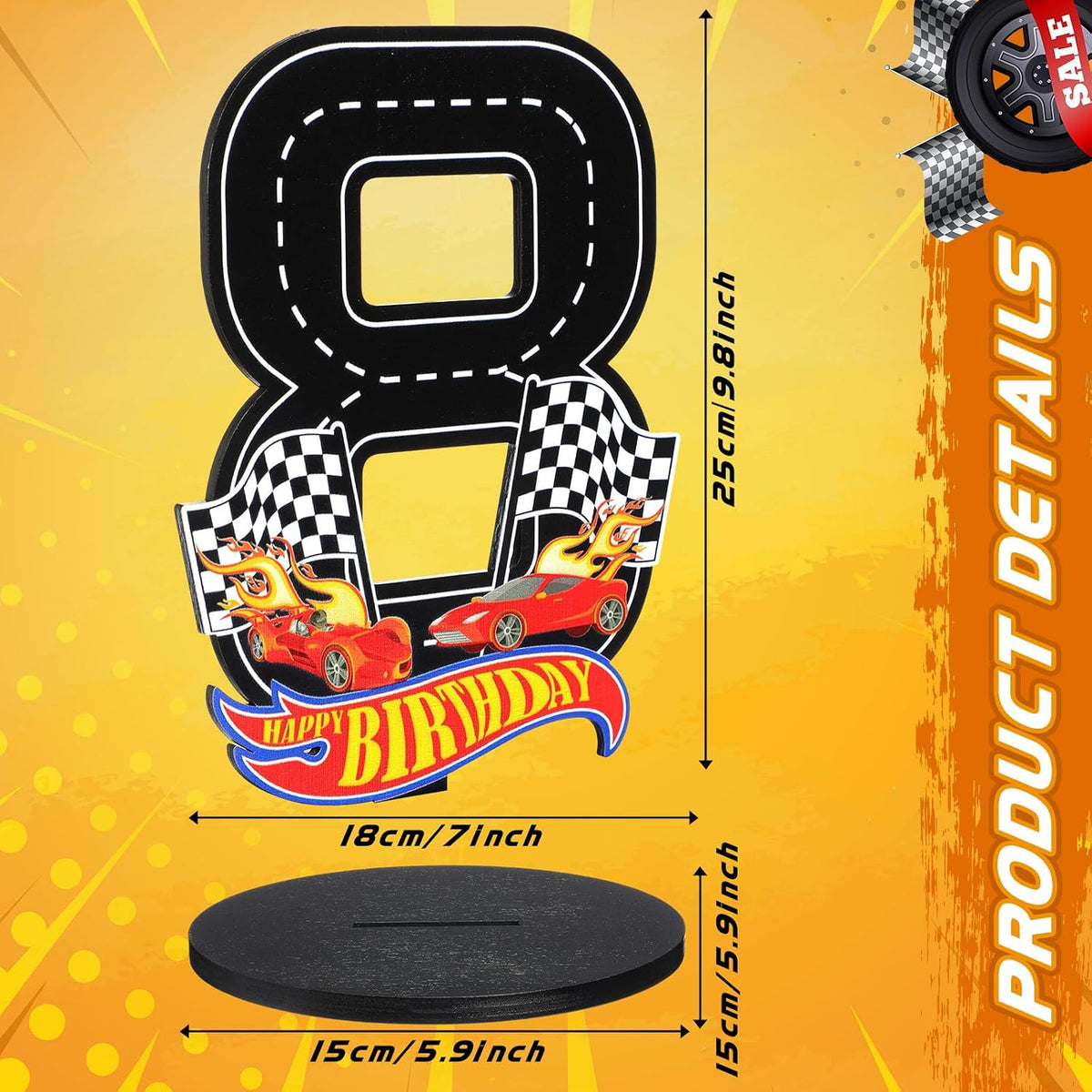 MiniInflat Race Car 5th Birthday Number Sign Centerpiece Race Car - 8th - image 2