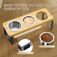 Elevated Cat Bowls with 3 Stainless Steel Bowls - Bamboo 2 PACK - image 3