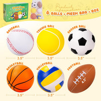 Soft Sports Balls for Kids - 6 Foam Balls 3.5" - image 2