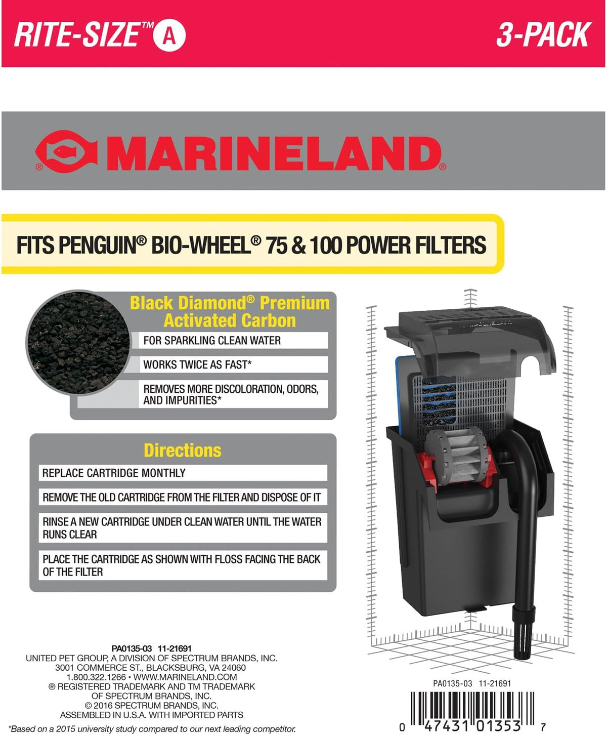 Marineland Bio-Wheel Penguin Rite-Size C Aquarium Filter Cartridge - Size A / 3-Count - image 3