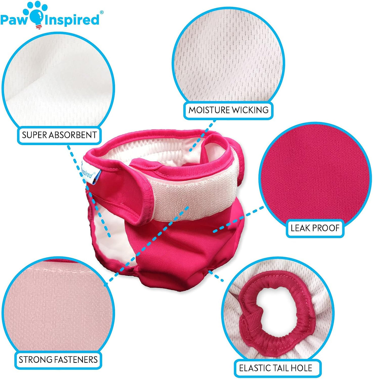Paw Inspired Washable Dog Diapers, Assorted and White Lining - Assorted (White Lining) / Large (2 ct.) - image 4