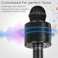 Kids Karaoke Microphone, Wireless Bluetooth Toy Microphone Christmas Gift – Fun for Kids & Family - Black - image 2