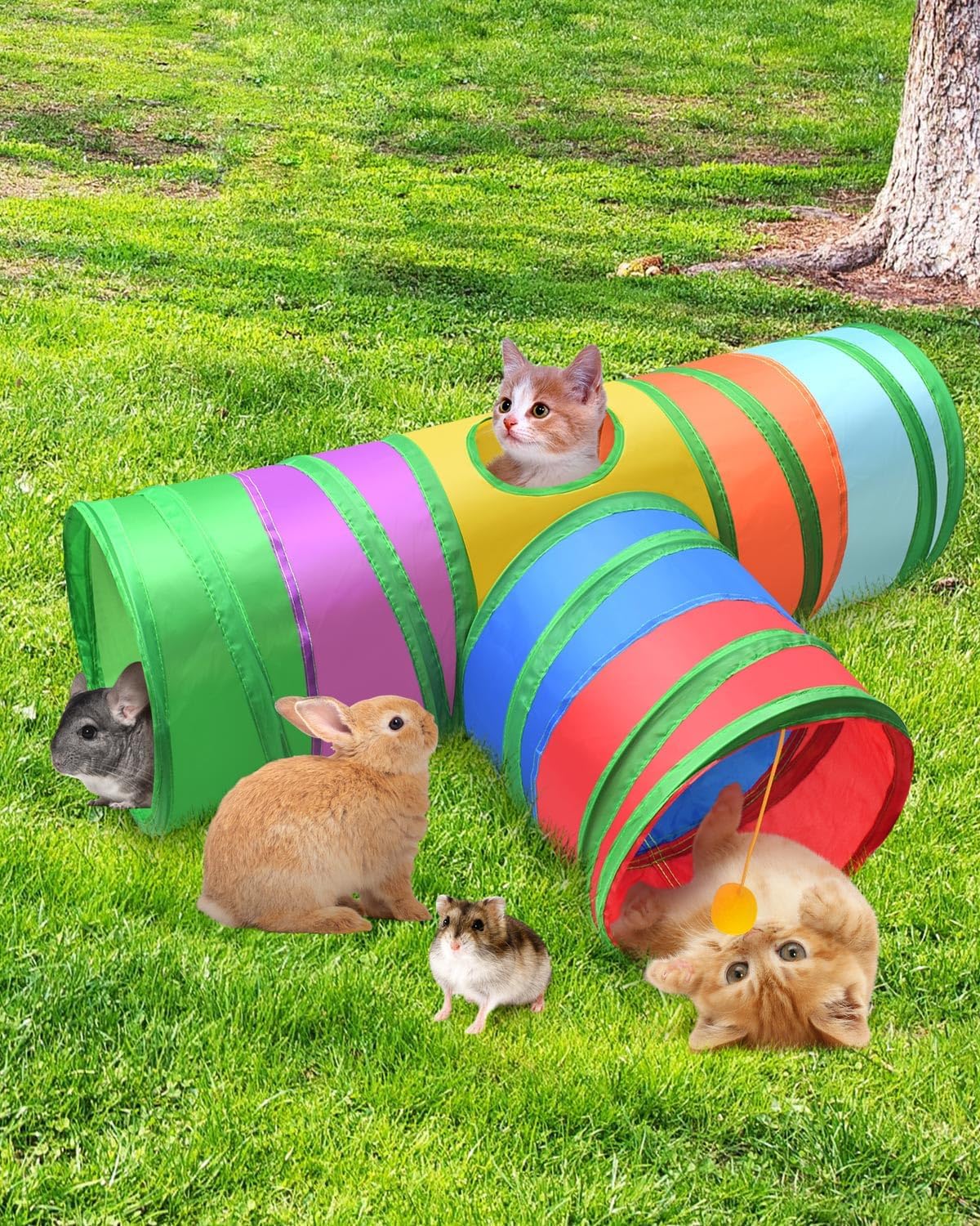 Bissap Collapsible Rabbit Tunnel - Large / Rainbow - image 4