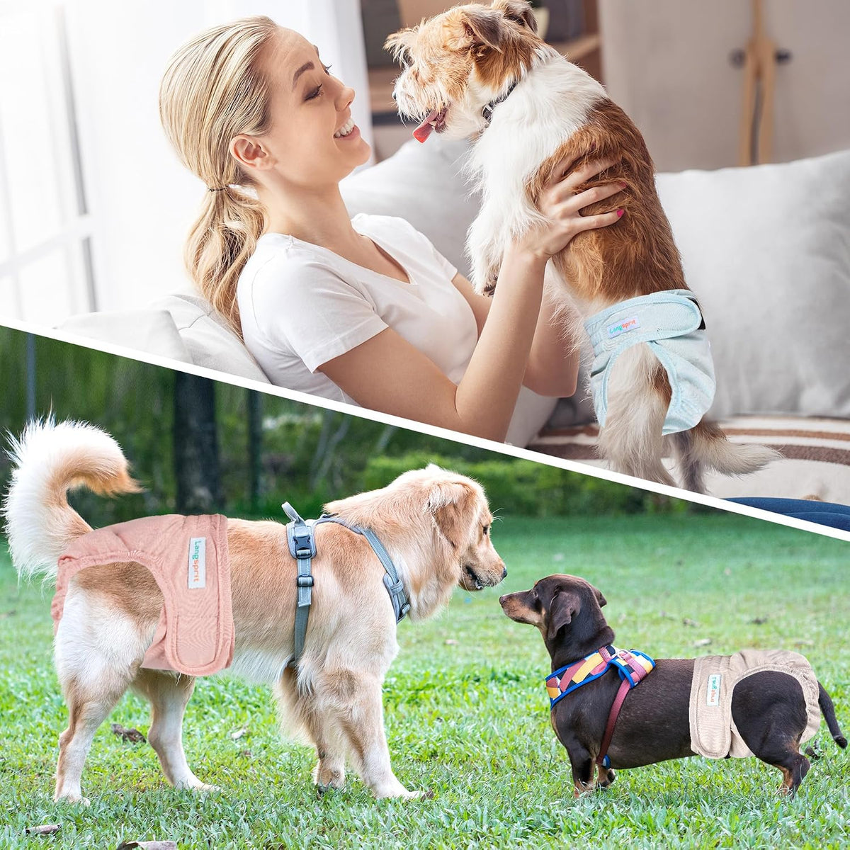 Langsprit Washable Female Dog Diapers - XX-Large / Solid Color-LFH - image 4