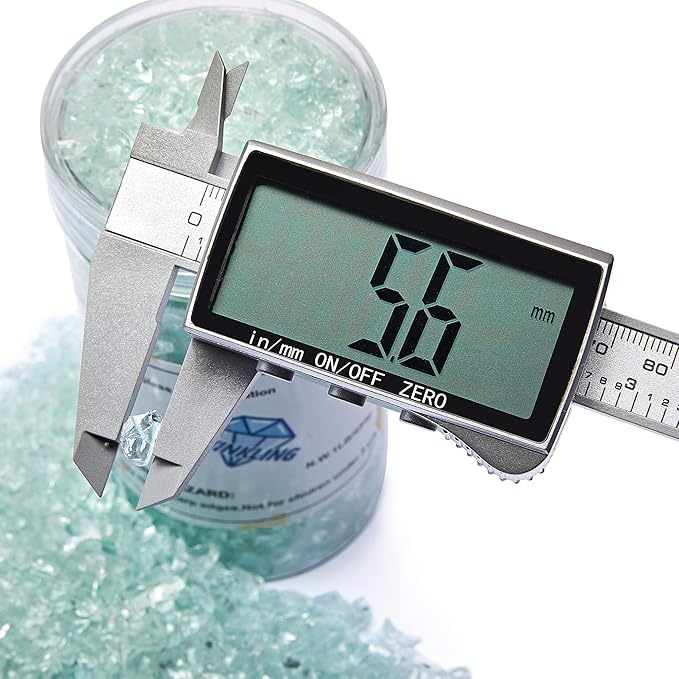TWINKLING High Luster Fire Glass Gravel Stone Glitter,Broken Glass,Fire Gems Chips,Crushed Glass for Fire Pit Crafts Resin Art Aquarium Garden Decoration,3-6mm,1-Pound Jar (Aqua)