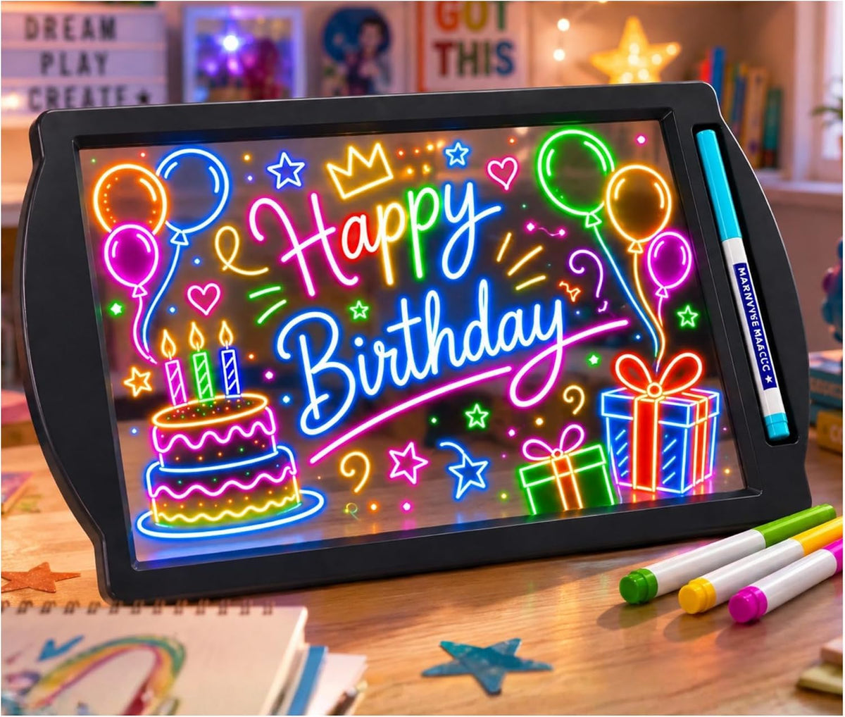 Marvin's Magic Glow Art Pink Drawing Board, 36 Light Effects - Black - image 2
