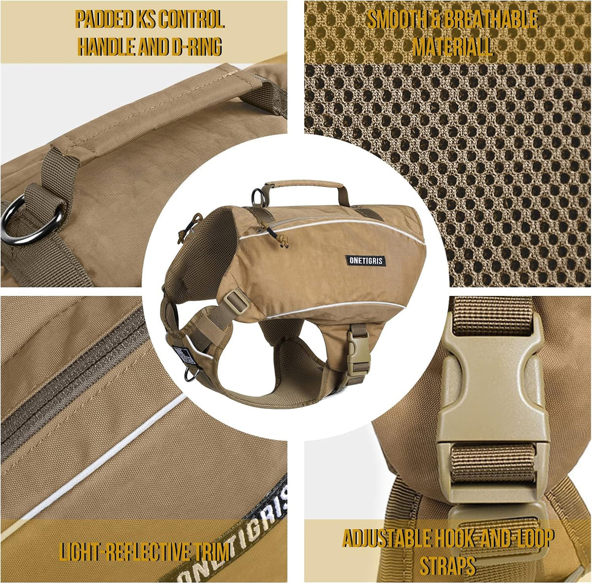 ONETIGRIS Y-Shaped Dog Backpack with Handle - Medium / Brown - image 3