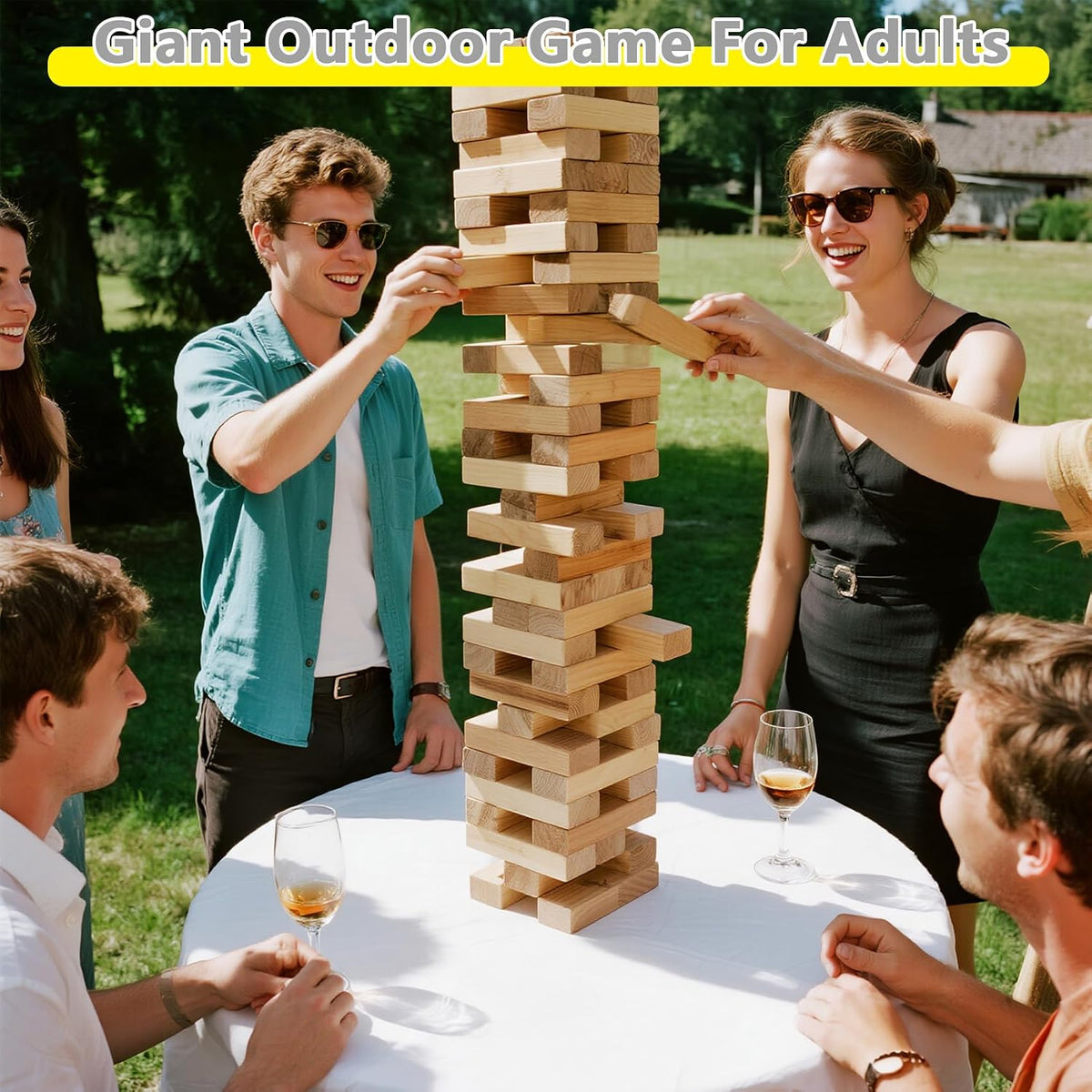 GOROCK Giant Tumbling Tower Game，57Pcs Wooden Block Stacking Game - L-Over 4.2 FT - image 2