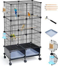 Upgraded Encrypted Metal 46-Inch Bird Cage for Parrot Parakeets – Essentials for Birds - 24"L x 12"W x 46"H
