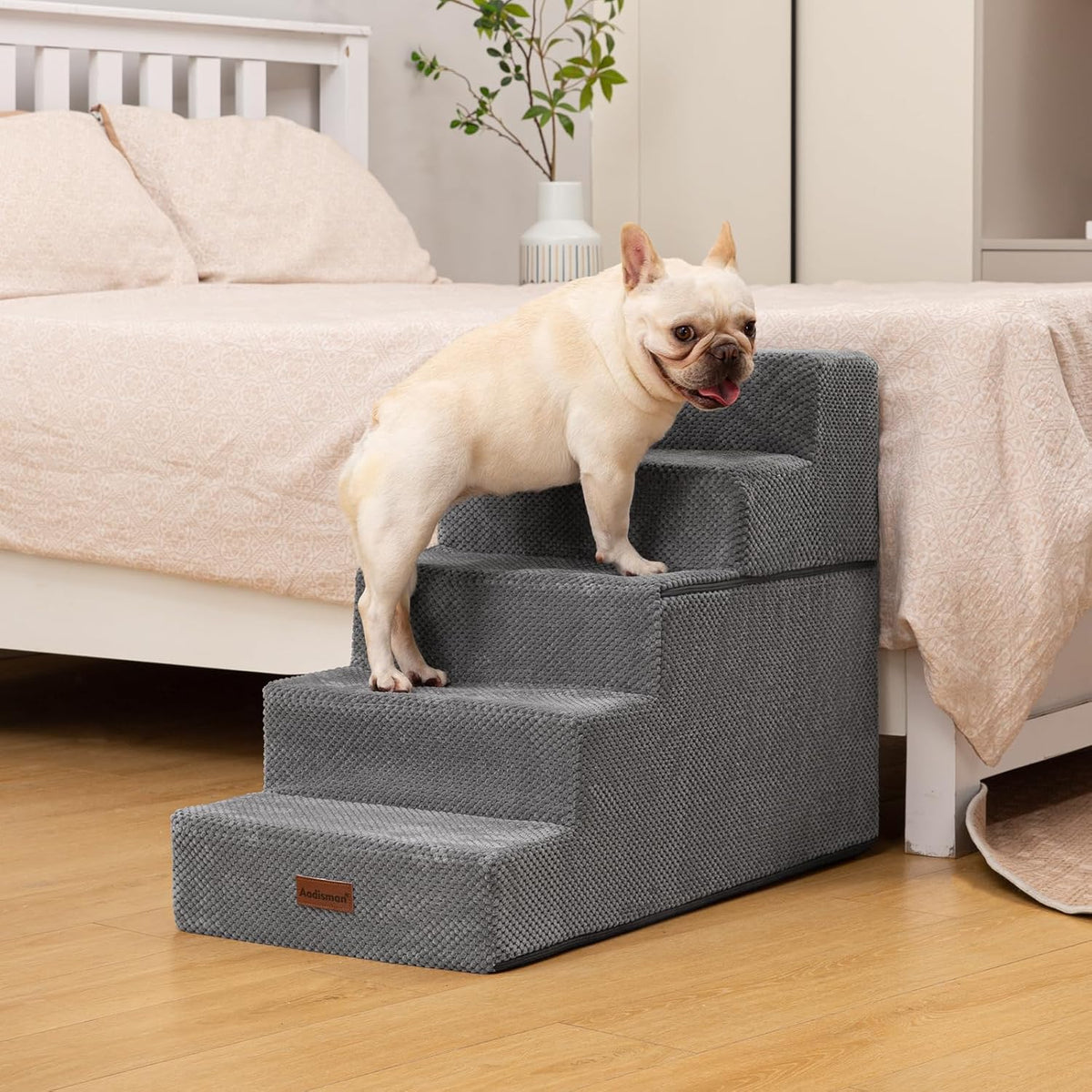 Dog Stairs for Small Dogs & Cats - Grey / 5-Step 22.6" H - image 3