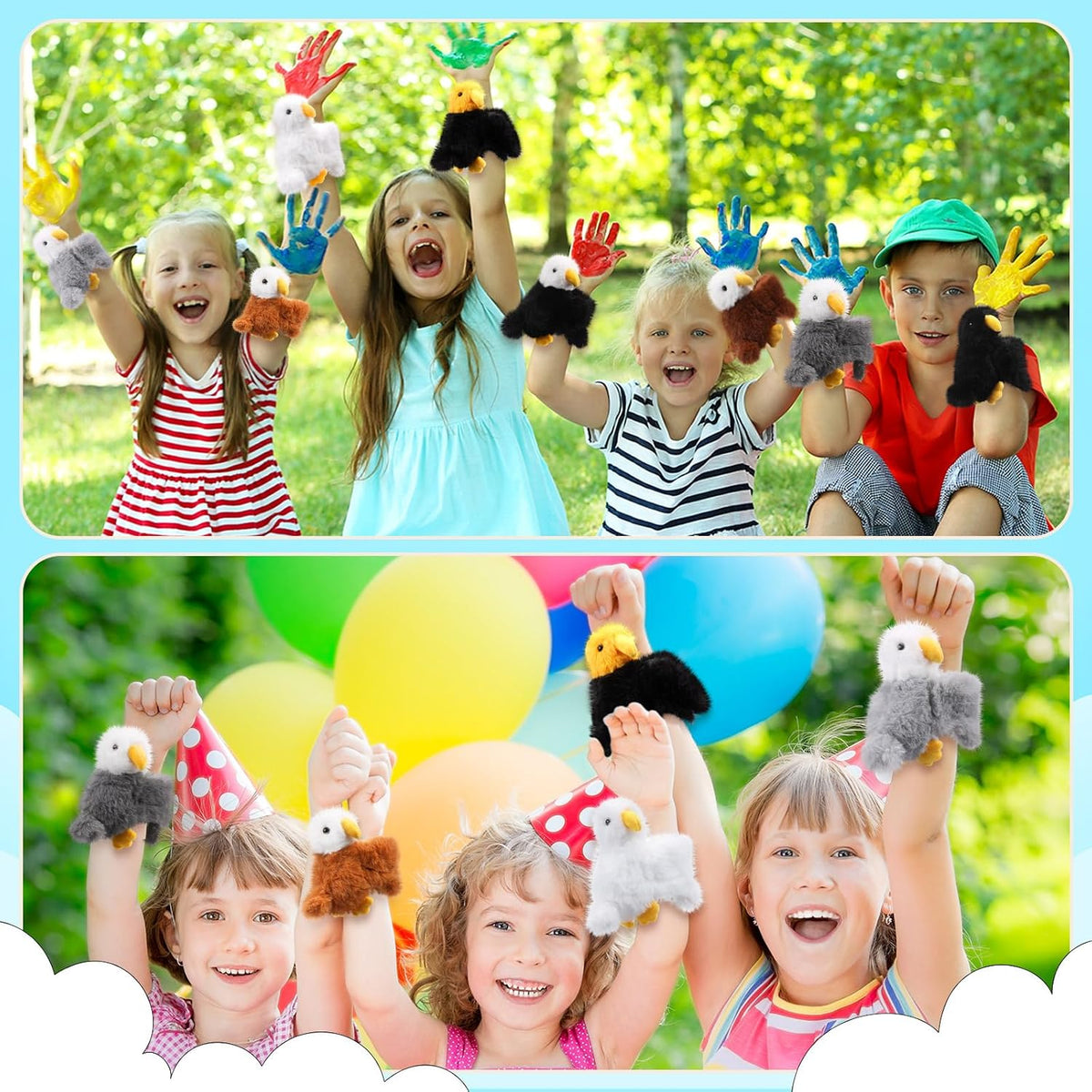 Liliful 8 Pack Kids Plush Gifts Stuffed Animal Slap Bracelets - Eagles - image 4