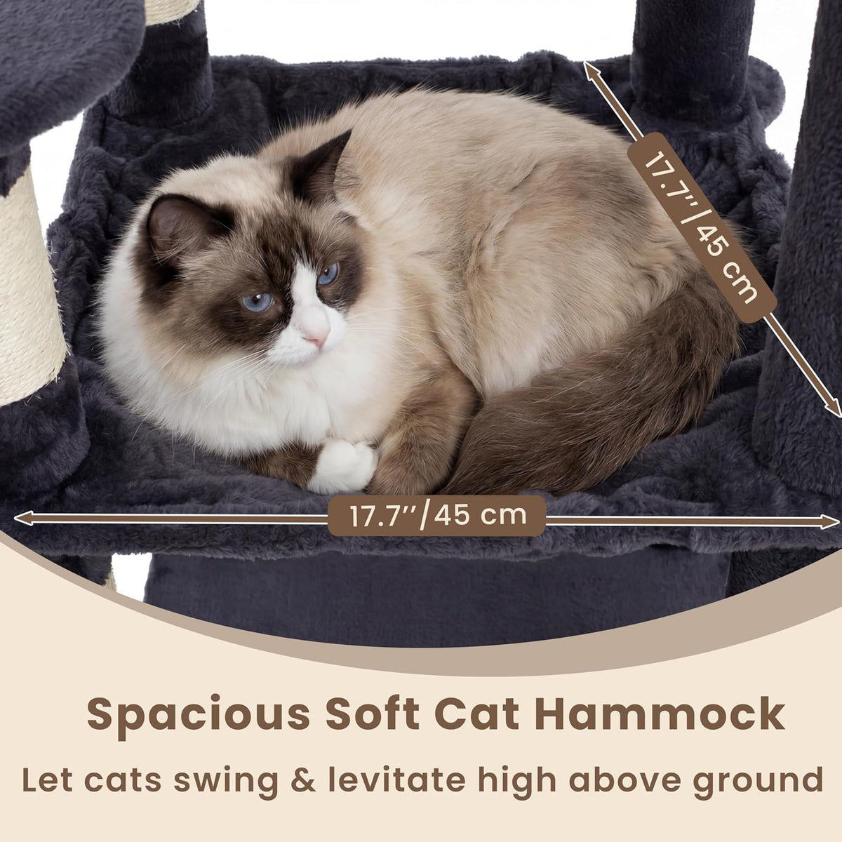 Heybly 53.1" Corner Cat Tree for Large Cats - Smoky Gray / 56 inch - image 3