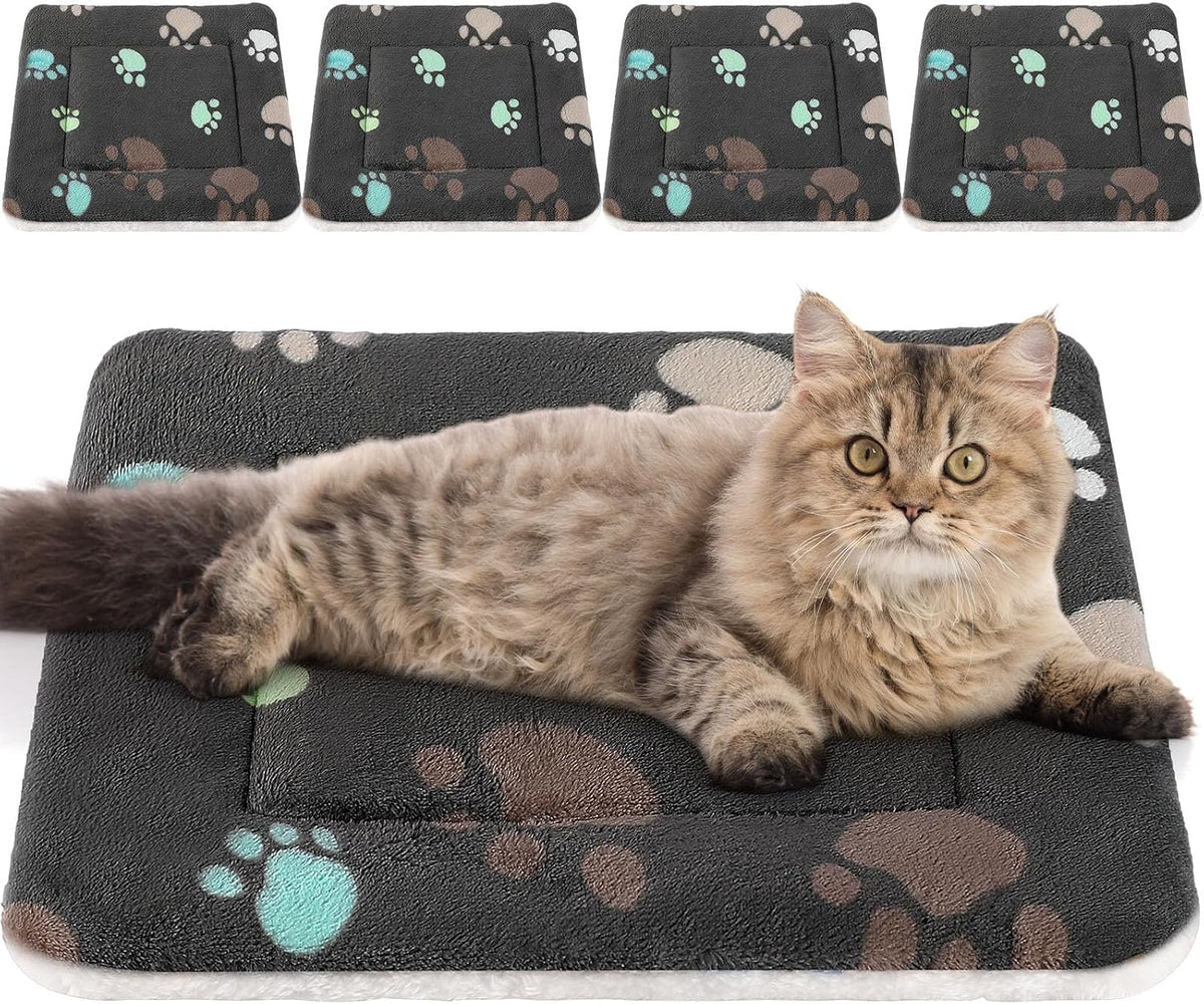 4 Pack Soft Pet Bed Mat Small Dog Crate Fleece – Essentials for Dogs - 21 x 14 Inches / Black