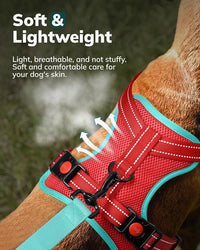 MIDOG No-Pull Dog Harness | Adjustable & Reflective Pet Harness Leash Set for Small Medium Large Dogs Walking, Training| No Choke, Front Clip, Soft Padded Vest with Easy Control Handle - Red, L
