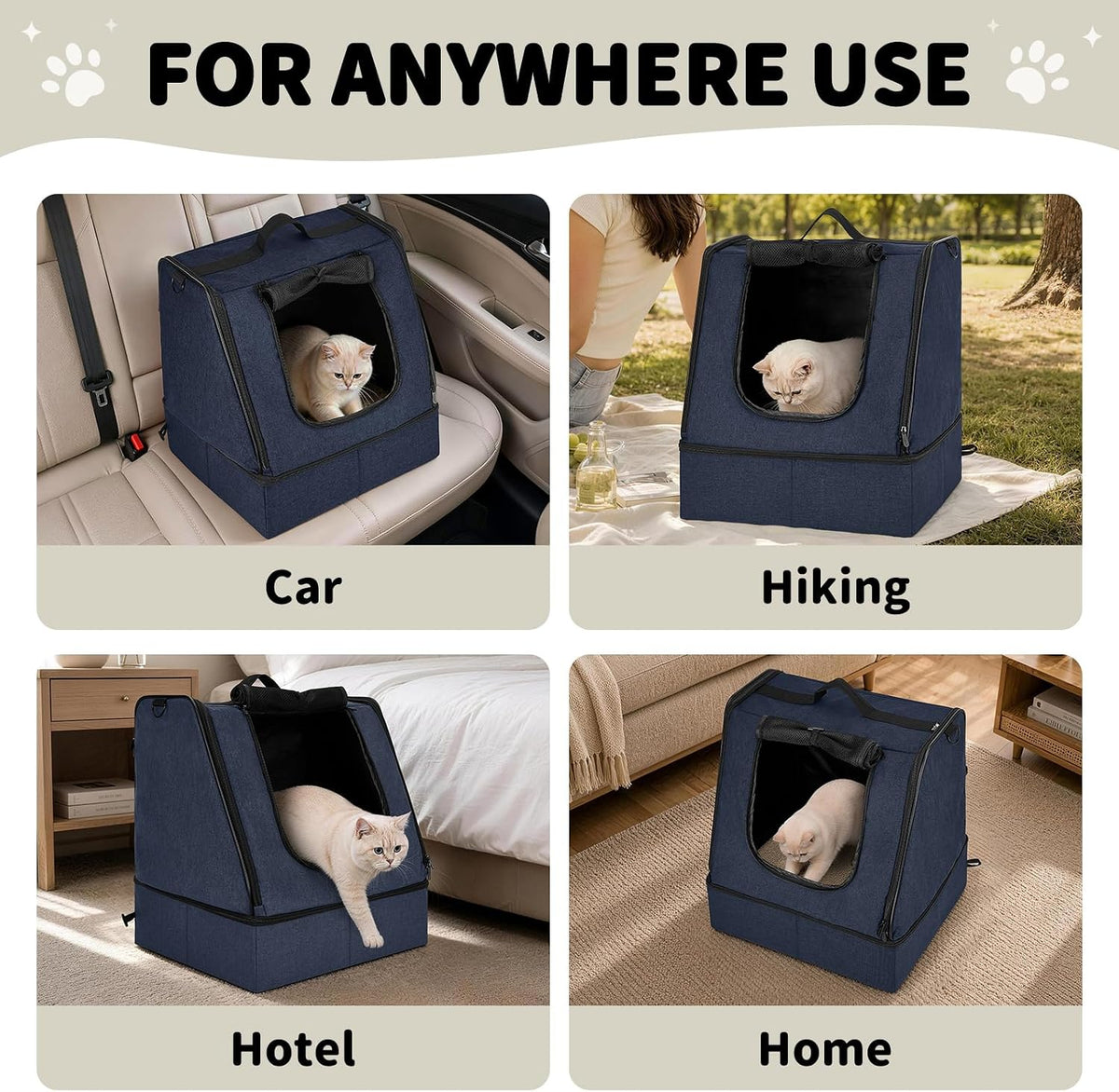 apollo walker Portable Cat Litter Box With Waterproof bag and Lid - Blue / Medium - image 4