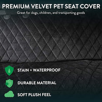 Plush Paws Products Velvet Rear Car Seat Protector w/o Hammock | Washable & Waterproof Back Seat Dog Cover for Car, Truck, & SUV | Nonslip, Tear Resistant Pet Seat Cover | Regular Charcoal