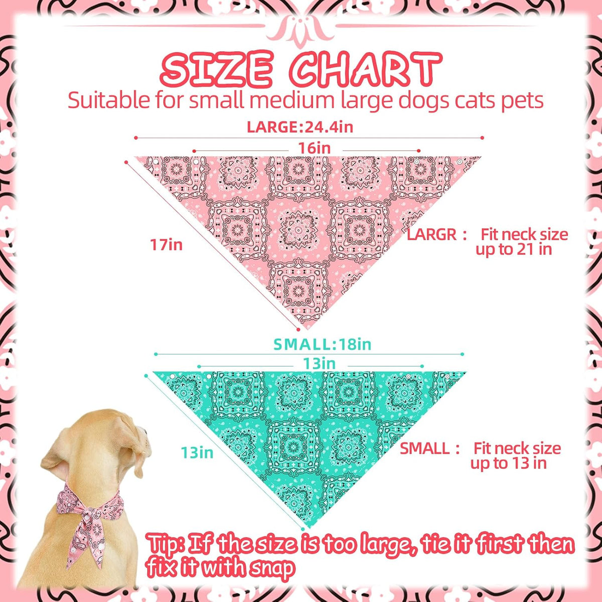PAWCHIE Dog Bandanas Small Reversible Styles Pet Triangle Scarf Bibs - Vintage Style / Small - image 2