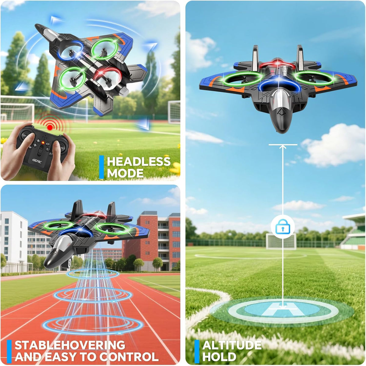 4DRC V32 Foam Remote Control Airplanes RC Planes for Kids Adults - Blue-2 Batteries - image 3