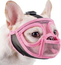 Mesh Short Snout Dog Muzzle with Anti-Eating Design for Frenchie – Essentials for Dogs - Pink / S [Head Cir: 15"-17.5"]