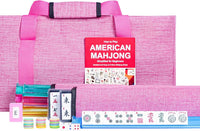 Jongyance American Mahjong Set with Blue Carrying Bag - Pink