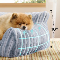 Bedsure ComfyFleece Shown on TV Fluffy Cute Cat Couch for Pets - 30x20x10" / Blue Indigo - image 3
