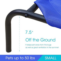 PHYEX Raised Pet Cot for Small Pets, Elevated Dog Bed with Breathable Mesh, Sturdy Steel Frame for Indoor & Outdoor Use, Non-Slip Design, Easy Clean, 33-Inch Blue