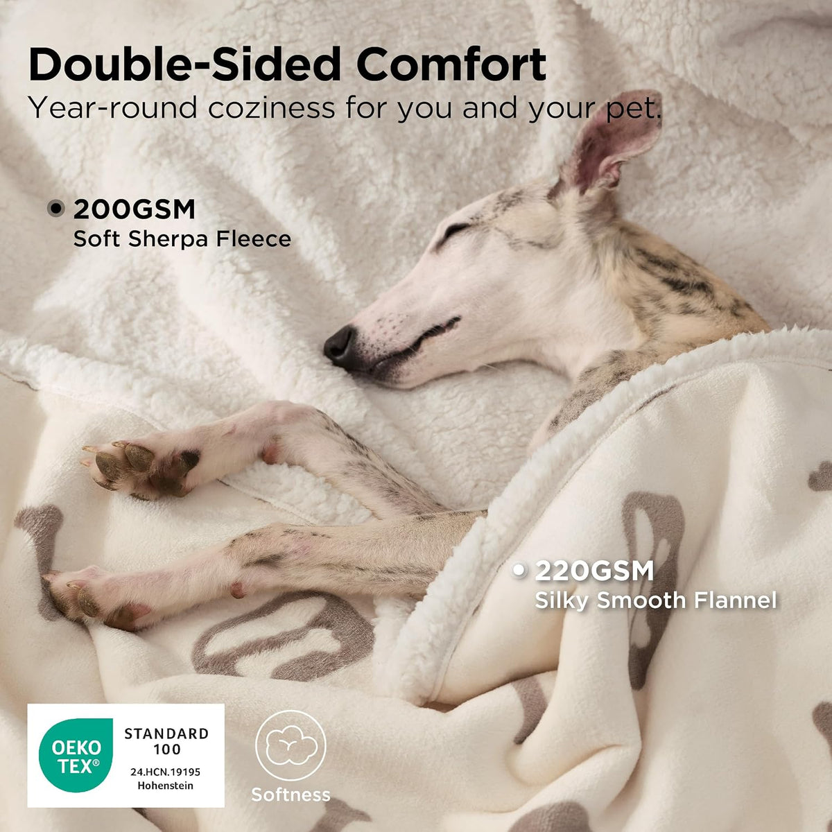 Bedsure Waterproof Dog Blankets for Small Dogs Soft Cat Blanket Warm - L(40x50") / Beige-bone - image 2