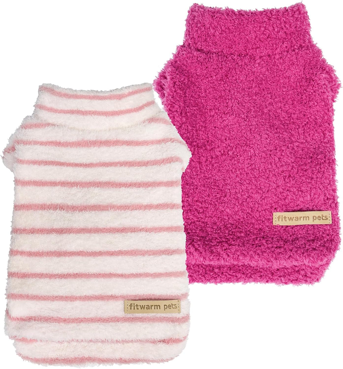 Fitwarm 2 Pack Striped Fleece Dog Sweater - X-Large / White-Pink