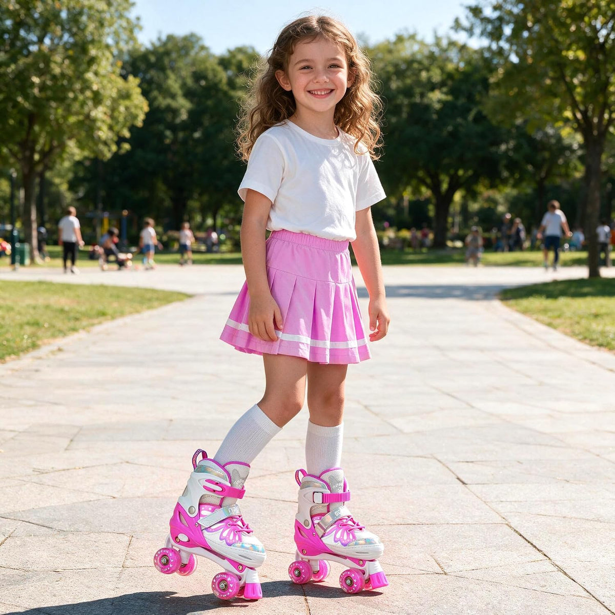 NEMONE Mermaid Adjustable Light up Roller Skates for Girls Boys – Fun for Kids & Family - G- Candy Butterfly / Medium - Big Kid - image 2
