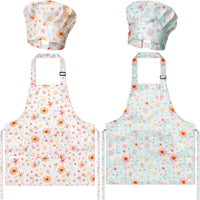4Pcs Kids Apron and Chef Hat Set Gift for Girls Boys - Floral