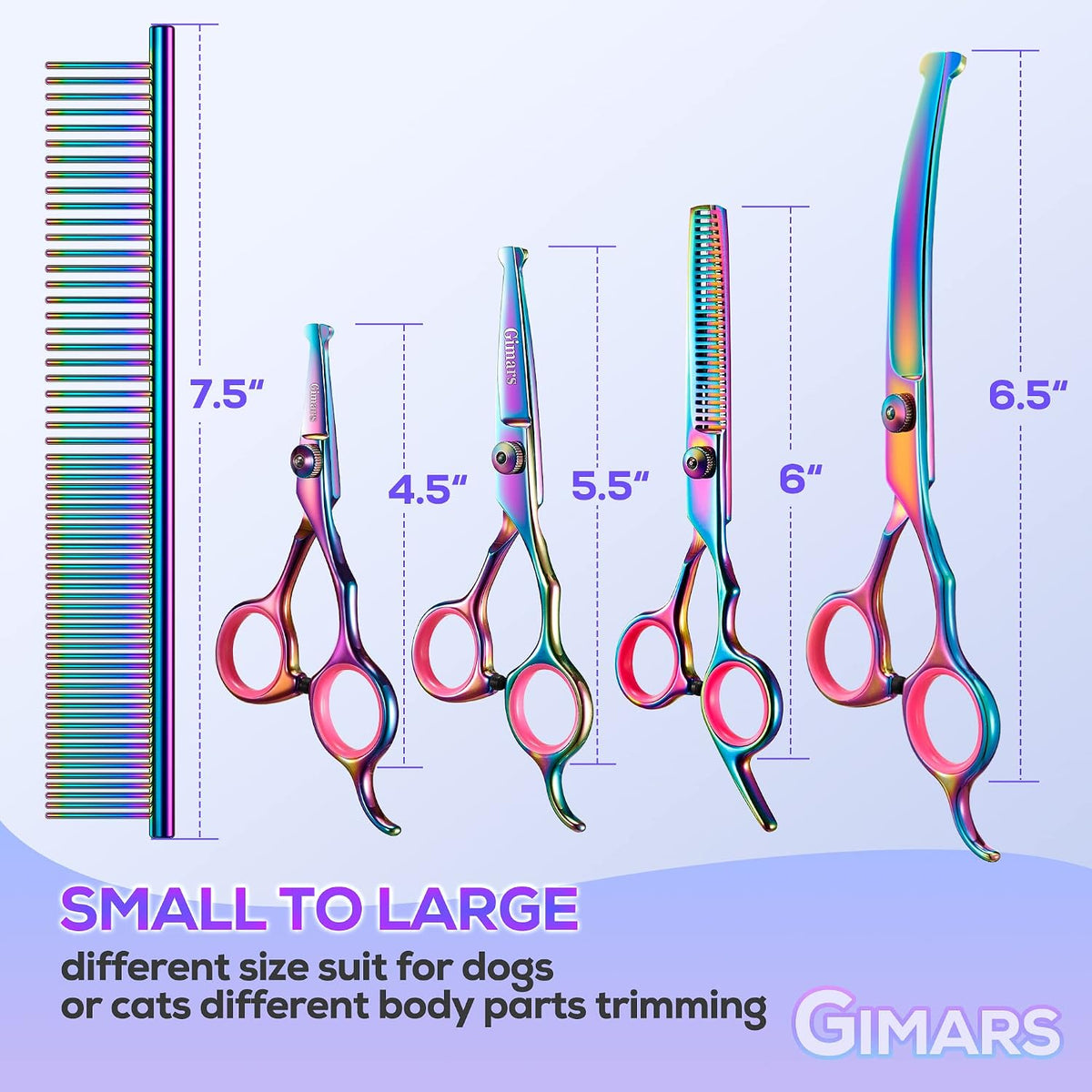 Gimars Titanium Coated Professional 6 in 1 4CR Stainless Steel Dog - Colorful 6 in 1 - image 2