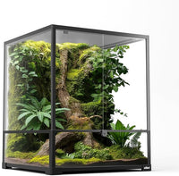 Oiibo 18" x 18" x 24" Glass Reptile Terrarium, Knock-Down Rainforest Reptile Habitat Tank with Front Opening Doors & Top Screen Ventilation, 30 Gallon Vertical Terrarium