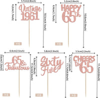 Rose gold glitter vintage 1946 cupcake toppers for an 80th birthday - view 29