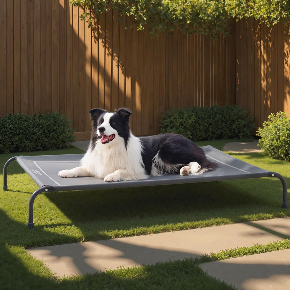 Bedsure Outdoor Elevated Cooling Dog Bed Large Sized Dog - Grey / 49"L x 31.5"W x 8"Th