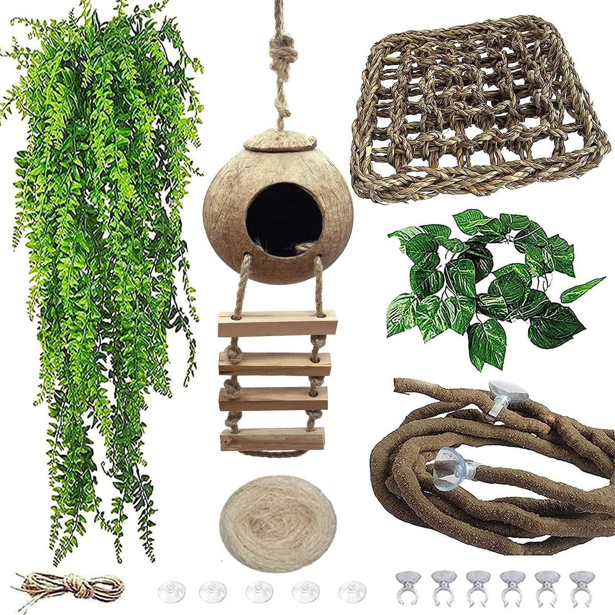 Leopard Gecko Coconut Hut with Ladder - 【Style B】