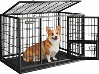 Feandrea 48" Heavy-Duty Dog Crate, Convenient Feeding Door - 36.4"L x 22.6"W x 25.2"H